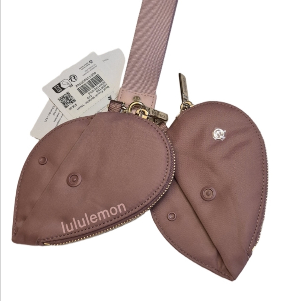 Lululemon Heart Spiced Chai Pink Haze & Gold Dual Pouch Wristlet LIMITED EDITION - Picture 6 of 6
